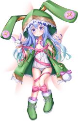  1girl absurdres animal_ears animal_hood bad_id bad_pixiv_id blue_eyes blue_hair boots bound bow breasts coat covered_navel covering_privates covering_breasts date_a_live fake_animal_ears full_body gluteal_fold green_coat green_footwear green_hood hand_puppet highres hood loli long_hair lying mannack off_shoulder on_back one-piece_swimsuit pink_footwear puppet rabbit_ears ribbon ribbon_bondage school_swimsuit small_breasts socks solo swimsuit tears thigh_gap white_one-piece_swimsuit white_school_swimsuit yoshino_(date_a_live)  rating:Questionable score:30 user:danbooru