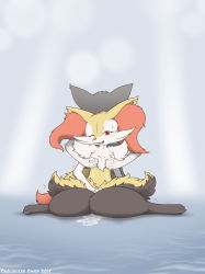  1girl absurdres animal_ears animal_hands artist_request blush braixen breasts creatures_(company) drooling feet fox_ears fox_tail full_body furry game_freak gen_6_pokemon grabbing grabbing_another&#039;s_breast highres lactation looking_at_viewer nintendo nipples no_humans one_eye_closed open_mouth pokemon pokemon_(creature) pokemon_xy pussy_juice red_eyes saliva simple_background sitting small_breasts smile solo_focus sweat tail tongue tongue_out trembling wariza  rating:Explicit score:4 user:KemonoLover96