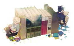  21grams 2boys albino bad_id bad_pixiv_id barefoot blue_hair book closed_eyes clover creator_connection four-leaf_clover instrument jacket male_focus mini_person miniboy mouse_(animal) multiple_boys nezumi_(no.6) no.6 open_book open_mouth piano reading shakespeare shion_(no.6) short_hair short_ponytail sitting smile white_background white_hair  rating:Sensitive score:11 user:danbooru