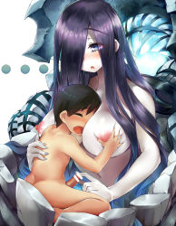  10s 1boy 1girl abyssal_ship admiral_(kancolle) age_difference bar_censor black_hair blue_eyes blue_hair blush breasts censored closed_eyes erection grabbing grabbing_another&#039;s_breast gradient_hair hair_over_one_eye handjob hetero highres kantai_collection large_breasts little_boy_admiral_(kancolle) long_hair multicolored_hair naha78 nipples nude onee-shota open_mouth pale_skin penis pointless_censoring precum purple_hair short_hair shota solo_focus urethral_fingering yo-class_submarine  rating:Explicit score:161 user:danbooru