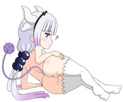  1girl 2023 20s absurdres after_vaginal aftersex anus ass blue_eyes blush cum cum_in_pussy cumdrip dragon_girl dragon_horns female_focus full_body highres horns kanna_kamui kobayashi-san_chi_no_maidragon leggings legs legs_together loli looking_at_viewer looking_back lying nude on_side pussy solo spread_ass tail thighhighs thighs third-party_edit twintails uncensored white_leggings yiku1707  rating:Explicit score:153 user:nekowhap