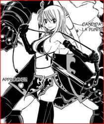 00s 1girl bare_shoulders border breasts cleavage elbow_gloves fairy_tail french_text gloves greyscale lucy_heartfilia mashima_hiro monochrome red_border scanlation solo taurus_(fairy_tail) whip rating:Questionable score:16 user:danbooru