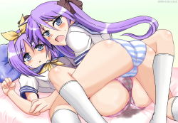  00s 2girls ass cameltoe from_behind hiiragi_kagami hiiragi_tsukasa incest lucky_star multiple_girls panties peeing peeing_self purple_hair siblings sisters striped_clothes striped_panties twins underwear yasakani_an yuri  rating:Questionable score:56 user:reseph