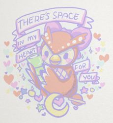 1girl animal_crossing celeste_(animal_crossing) english_text grey_background heart looking_at_object nintendo pastel_colors poyochan simple_background star_(symbol) telescope valentine_card 