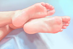  1girl barefoot feet foot_focus gradient_background legs nyorai_no_shinshou original shiny_skin soles solo toes  rating:Sensitive score:35 user:danbooru