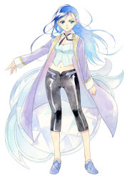  00s 1girl agahari bad_id bad_pixiv_id blue_hair breasts cleavage detached_collar earrings full_body green_eyes hair_ornament hairclip jewelry long_coat long_hair looking_at_viewer midriff my-otome natsuki_kruger simple_background single_earring solo standing stud_earrings very_long_hair white_background  rating:Sensitive score:9 user:danbooru