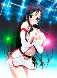  1girl black_hair breasts breasts_out brown_eyes highres katsura_kotonoha large_breasts long_hair looking_at_viewer navel nipples school_days solo summer_days tagme tears very_long_hair  rating:Explicit score:19 user:lixiaofossil
