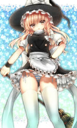  &gt;:o 1girl :o apron aqua_background bad_id bad_pixiv_id black_dress blonde_hair blue_background bow braid breasts broom brown_eyes cameltoe dress female_focus frilled_dress frilled_hat frills from_below gradient_background green_background groin hair_bow hand_on_own_hip hat high_collar highres hip_focus holding kirisame_marisa large_bow long_hair looking_at_viewer looking_down open_mouth outstretched_arm panties pantyshot puffy_sleeves ribbon serious shirt short_dress side-tie_panties simple_background single_braid skindentation skirt skirt_set solo standing star_(symbol) starry_background striped_clothes striped_panties taut_clothes taut_shirt thighhighs thighs touhou tsukiriran underwear upskirt v-shaped_eyebrows waist_apron white_background white_ribbon white_thighhighs witch witch_hat wristband yellow_eyes zettai_ryouiki  rating:Questionable score:23 user:danbooru