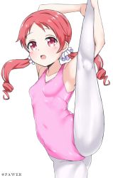 1girl armpits arms_up ass athletic_leotard bad_id bad_pixiv_id ballerina breasts flexible gochuumon_wa_usagi_desu_ka? highleg highleg_leotard highres kneepits leg_hold leg_lift leg_up legs leotard long_hair low_twintails natsu_megumi open_mouth pantyhose pink_leotard red_eyes red_hair rizkeith simple_background small_breasts smile solo split standing standing_on_one_leg standing_split thighs twintails white_background white_pantyhose  rating:General score:45 user:danbooru