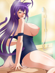 animal_ears asobi_ni_iku_yo! ass bent_over bodysuit breasts cat_ears censored clothing_aside covered_erect_nipples cowgirl_position cum cum_in_pussy girl_on_top highres huge_ass huge_breasts kuune nipples one-piece_swimsuit pov purple_eyes purple_hair reverse_cowgirl_position school_swimsuit sex sex_from_behind sideboob straddling swimsuit swimsuit_aside tomite vaginal rating:Explicit score:80 user:torano