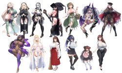 6+girls absurdres android android_(konoshige) aqua_eyes ass black_hair blonde_hair blue_eyes blue_hair blush breast_curtains breasts broom brown_eyes brown_hair character_sheet cleavage closed_mouth compilation curvy dancer_(konoshige) dark-skinned_female dark_skin daughter_(konoshige) demon_girl demon_girl_(konoshige) demon_horns demon_tail demon_wings dress elf elf_mage_(konoshige) elf_princess_(konoshige) full_body garter_straps glasses gluteal_fold green_eyes grey_eyes habit hat highres horns huge_breasts jacket japanese_clothes konoshige_(ryuun) light_android_(konoshige) long_hair looking_at_viewer mature_female medium_breasts medium_hair miko miko_(konoshige) military military_hat military_jacket military_officer_(konoshige) military_uniform mother_(konoshige) multicolored_hair multiple_girls nail_polish nun nun_(konoshige) open_mouth original pasties pelvic_curtain pointy_ears punk_girl_(konoshige) purple_hair red_eyes revealing_clothes robot_girl shirt shoes sideboob sidelocks sister-san_(konoshige) skirt small_breasts smile staff standing streaked_hair tail thick_thighs thighhighs thighs uniform very_long_hair village_girl_(konoshige) white_hair wide_hips wide_sleeves wings witch witch_(konoshige) witch_hat rating:Sensitive score:281 user:Oppai_chan