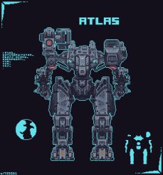  animated animated_gif artist_request atlas_(battle_of_titans) autocannon battle_of_titans blue_outline cannon character_name dark_background globe highres holding holding_weapon mecha mechanical_arms mechanical_legs outline over_shoulder pixel_art robot science_fiction straight-on terminal user_interface walker_(robot) weapon weapon_over_shoulder 