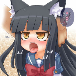  alexi_(tits!) animal_ears cat_ears fellatio open_mouth oral sweat tongue translated yellow_eyes  rating:Explicit score:33 user:colon_three
