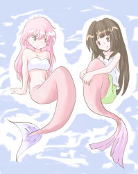  1990s_(style) akazukin_chacha marin_(akazukin_chacha) marin_(marine-sky-earth) mermaid mermaid_tail mermaid_transformation monster_girl pink_hair retro_artstyle seto_no_hanayome seto_sun tagme 