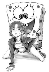 1boy 1girl amasawa_yuuko clenched_teeth clothed_sex collarbone crossover dennou_coil doggystyle flat_chest glasses greyscale hetero jacket monochrome nickelodeon parody rape sex sex_from_behind short_twintails spongebob_squarepants spongebob_squarepants_(series) sweat tank_top teeth third-party_edit twintails visor what rating:Explicit score:90 user:danbooru