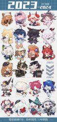  6+boys 6+girls :o ahoge amiya_(arknights) animal_ears animalization antenna_hair arknights ascot bagpipe_(arknights) black_coat black_dress black_hair black_hairband black_hat black_jacket black_pantyhose black_scarf black_skirt blonde_hair blue_background blue_eyes blue_hair blue_jacket book box brown_hair brown_pantyhose card cat_ears cat_girl cat_tail ceobe_(arknights) ceobe_(unfettered)_(arknights) chibi chinese_commentary chong_yue_(arknights) closed_eyes closed_mouth coat colored_inner_hair commentary_request cup dated denim denim_shorts dog_ears dog_girl dog_tail dragon_boy dragon_horns dragon_tail dress ears_through_hood ebenholz_(arknights) enforcer_(arknights) exusiai_(arknights) eyjafjalla_(arknights) eyjafjalla_(summer_flower)_(arknights) feathers fiammetta_(arknights) fins fish_tail flower flower_pot food frilled_shirt frills fruit goat_boy goat_ears goat_horns goldenglow_(arknights) green_eyes green_hat grid_background hair_flower hair_ornament hair_over_one_eye hairband halo hat head_wings heterochromia highres holding holding_book holding_box holding_card holding_cup holding_flower_pot holding_food holding_fruit holding_ice_cream holding_newspaper holding_shield holding_shovel holding_walkie-talkie horns ice_cream jacket kal&#039;tsit_(arknights) kal&#039;tsit_(remnant)_(arknights) kreide_(arknights) lightning_bolt_print long_hair looking_at_viewer looking_to_the_side lumen_(arknights) mlynar_(arknights) mostima_(arknights) mudrock_(arknights) mudrock_(silent_night)_(arknights) multicolored_hair multiple_boys multiple_girls necktie newspaper nitrogen_owo open_book open_mouth orange_hair pantyhose pink_eyes pink_hair pink_jacket purple_eyes reading red_dress red_eyes red_hair red_necktie red_shirt red_skirt rosa_(arknights) sample_watermark saria_(arknights) saria_(the_law)_(arknights) scarf sheep_ears sheep_girl sheep_horns shield shirt shorts shovel skadi&#039;s_seaborn_(arknights) skadi_(arknights) skadi_the_corrupting_heart_(arknights) skirt smile sparkling_eyes specter_(arknights) specter_the_unchained_(arknights) straw_hat streaked_hair surtr_(arknights) swire_(arknights) tail tiger_ears tiger_tail too_many_watermarks visor_cap w_(arknights) walkie-talkie watermark white_ascot white_background white_hair white_hat white_jacket white_shirt wings yellow_eyes yellow_flower 