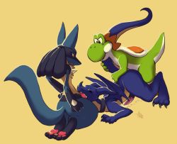 3boys anal creatures_(company) crossover cum cum_in_ass cum_in_mouth dragon ejaculating_while_penetrated ejaculation furry furry_male game_freak gen_3_pokemon gen_4_pokemon group_sex horns kecleon lucario male_focus male_penetrated mario_(series) mmm_threesome multiple_boys nintendo oral penis pokemon pokemon_(creature) purple_kecleon sex super_mario_bros._1 threesome yaoi yoshi  rating:Explicit score:23 user:A_Gay_Little_Catboy