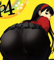  1girl amagi_yukiko animated animated_gif ass ass_focus atlus bent_over black_eyes black_hair blush crotch_seam from_behind hairband huge_ass long_hair looking_at_viewer looking_back looping_animation panties panties_under_pantyhose pantyhose persona persona_4 saeki_takashi solo underwear  rating:Questionable score:171 user:armorcrystal