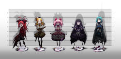  10s 5girls :3 akemi_homura akemi_homura_(magical_girl) apple arrow_(projectile) beret black_hair blonde_hair blue_hair bow bow_(weapon) bubble_skirt cape crazy crazy_eyes crossed_arms death drill_hair dual_wielding everyone food frown fruit gloves grin gun hair_bow hair_ornament hair_ribbon hairband hat highres holding ichi_(ichikai) kaname_madoka kaname_madoka_(magical_girl) kyubey lineup long_hair magical_girl magical_musket mahou_shoujo_madoka_magica mahou_shoujo_madoka_magica_(anime) miki_sayaka miki_sayaka_(magical_girl) mouth_hold mugshot multiple_girls open_mouth pantyhose pink_eyes pink_hair pocky polearm ponytail puffy_sleeves purple_eyes rape_face red_eyes red_hair ribbon rifle sakura_kyoko sakura_kyoko_(magical_girl) shadow sharp_teeth shield short_hair short_twintails skirt smile spear sword teeth tomoe_mami tomoe_mami_(magical_girl) twintails very_long_hair weapon white_eyes yellow_eyes  rating:Sensitive score:25 user:BlueBaroness