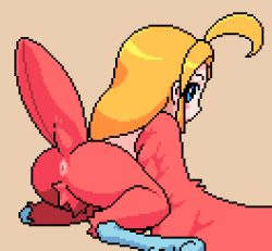 1girl ahoge akai_(ugokashitari) anal anal_fingering animated animated_gif anus blonde_hair blue_eyes cloaca closed_eyes cum cum_in_ass cumdrip disembodied_penis doggystyle ejaculation fingering harpy harpy_(akai) long_hair looking_back monster monster_girl original penis pixel_art sex sex_from_behind simple_background solo_focus tail tail_wagging winged_arms wings rating:Explicit score:437 user:danbooru