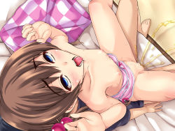 1girl ahegao bare_shoulders bed blue_eyes blush brother_and_sister brown_hair camisole censored collarbone darashinai_imouto_ni_itazura_shitemita dutch_angle female_ejaculation female_orgasm flat_chest girl_on_top hair_bobbles hair_ornament highres incest john_doe_shinobu loli long_hair looking_up nipples no_panties orgasm peeing pillow pussy pussy_juice reverse_cowgirl_position sex sex_from_behind siblings sitting spread_legs straddling sweat tears tongue tongue_out twintails upright_straddle vaginal rating:Explicit score:204 user:huzzaman