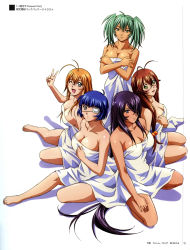  00s 5girls ;d absurdres ahoge antenna_hair aqua_eyes artist_name bare_shoulders barefoot bed_sheet blue_eyes blue_hair bob_cut breasts brown_hair cleavage collarbone copyright_name crossed_arms eyepatch feet glasses green_eyes green_hair hair_between_eyes hair_bobbles hair_ornament hair_over_one_eye hair_over_shoulder hand_on_own_thigh highres ikkitousen ikkitousen_eloquent_fist kan&#039;u_unchou kneeling large_breasts long_hair looking_at_viewer low-tied_long_hair mole multiple_girls naked_sheet neck official_art one_eye_closed open_mouth orange_hair purple_hair rin-sin ryofu_housen ryomou_shimei ryuubi_gentoku scan scrunchie seiza short_hair short_twintails sideboob sidelocks simple_background sitting smile sonsaku_hakufu spread_legs tan taut_clothes twintails v very_long_hair white_background wink yellow_eyes yokozuwari  rating:Sensitive score:45 user:Ren-tyan