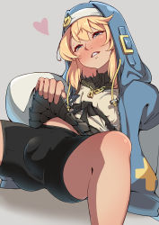 1boy absurdres akaihoppe artist_request bike_shorts blonde_hair blue_eyes blush bridget_(guilty_gear) bulge grey_background grin guilty_gear guilty_gear_strive highres lifting_own_clothes male_focus medium_hair shorts simple_background small_penis smile solo spread_legs trap rating:Questionable score:159 user:FabricioDias