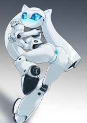  absurdres anus ass blue_eyes breasts colored_skin drossel_von_flugel fireball_(series) full_body highres looking_at_viewer looking_back pochincoff pussy robot solo twintails white_skin  rating:Explicit score:67 user:secretnothing