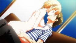  1boy 1girl artist_request ass blonde_hair blush breasts character_request hetero kiss nude short_hair source_request  rating:Explicit score:10 user:e_e