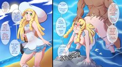  beach begging blonde_hair blush breasts breasts_out creatures_(company) cum cum_in_pussy dark-skinned_male dark_skin game_freak highres impregnation insemination lexorez lillie_(pokemon) nintendo ocean older_man_and_younger_girl panties pokemon pokemon_sm punishment rape sex sex_from_behind underwear unwanted_impregnation  rating:Explicit score:63 user:Vore_Fanatic