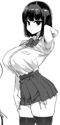 asanagi blouse greyscale monochrome school_uniform shirt simple_background solo tagme thighhighs white_background white_shirt rating:Questionable score:66 user:danbooru