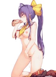 1girl antenna_hair backless_outfit bad_id bad_pixiv_id bar_censor black_pants blazblue blazblue:_central_fiction blazblue_variable_heart blue_hair blush boots bow breasts breasts_out censored clitoral_hood clothes_lift cum cum_in_mouth disembodied_penis erection fellatio female_masturbation fingering from_side full_body genderswap genderswap_(mtf) hair_between_eyes hair_bow halterneck handjob hetero highres holding kimoshi kneeling large_breasts long_hair looking_to_the_side lowleg lowleg_pants mai_natsume male_pubic_hair masturbation navel nipples no_bra nude open_mouth oral pants pants_around_one_leg parted_lips penis ponytail pubic_hair puffy_nipples purple_eyes pussy pussy_juice pussy_juice_puddle pussy_juice_stain pussy_juice_trail revealing_clothes ribbon saliva shirt_lift sidelocks simple_background solo solo_focus spread_legs sweat testicles thighs very_long_hair wet wet_clothes white_background yellow_bow rating:Explicit score:225 user:danbooru