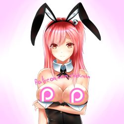  1girl arm_under_breasts breasts rabbit censored costume dead_or_alive dead_or_alive_5 highres honoka_(doa) large_breasts censored_nipples patreon patreon_logo_censor playboy_bunny solo vekneim watermark  rating:Questionable score:19 user:Voncest