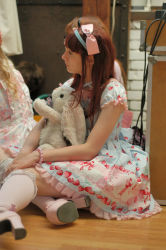  1girl rabbit dress highres lolita_fashion photo_(medium) solo stuffed_animal stuffed_toy underwear  rating:Sensitive score:5 user:shinzo