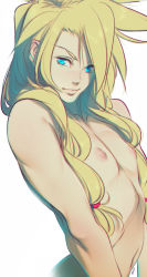 1boy blonde_hair blue_eyes cloud_strife completely_nude final_fantasy final_fantasy_vii hair_down highres long_hair male_focus nipples nude obj_shep puffy_nipples solo trap rating:Questionable score:39 user:St._Araqiel