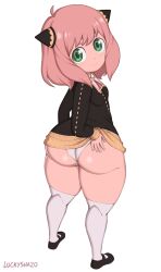 1girl anya_(spy_x_family) ass female_focus green_eyes hand_on_own_ass highres huge_ass kyojiri_loli loli luckyshazo panties pink_hair spy_x_family thick_thighs thighs underwear wedgie white_panties wide_hips rating:Questionable score:195 user:TheLatinoHero