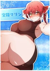  1girl @_@ absurdres ass bare_shoulders blush breasts gym_shorts hair_ribbon heterochromia highres hololive houshou_marine huge_ass large_breasts long_hair looking_to_the_side naoillus naughty_face red_eyes red_hair ribbon shorts solo sweat tank_top thick_thighs thighs twintails underboob v virtual_youtuber yellow_eyes  rating:Questionable score:85 user:Itwyug3