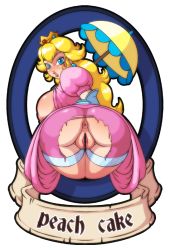  1girl anus ass blonde_hair blue_eyes blush breasts censored crown demien dress earrings huge_ass jewelry large_breasts looking_at_viewer mario_(series) nintendo nipples presenting princess princess_peach puffy_nipples pussy super_mario_bros._1 thick_thighs thighs torn_clothes wide_hips  rating:Explicit score:89 user:ujnmhgyuj