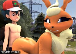  1boy 3d animal animal_nose ash_ketchum ass_grab black_hair blonde_hair brown_eyes colored_skin creatures_(company) doggystyle flareon forest furry furry_female game_freak gen_1_pokemon gen_4_pokemon highres image_sample maximestudio monster_girl nature nintendo orange_skin pokemon pokemon_(anime) pokemon_journeys red_faced self-upload sex sex_from_behind smile smiley_face source_filmmaker_(medium) source_request tree white_eyes white_skin yellow_fur  rating:Explicit score:3 user:MaximeStudio