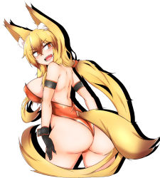 1girl animal_ears ass fox_ears fox_girl fox_tail highres leotard original otinyanko simple_background solo tail white_background rating:Questionable score:4 user:buster2222