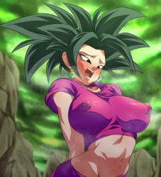  1girl black_hair breasts dragon_ball dragon_ball_super earrings female_focus fusion huge_breasts jewelry kefla_(dragon_ball) potara_earrings potara_fusion rom_(20) solo  rating:Explicit score:160 user:MysteryJ1