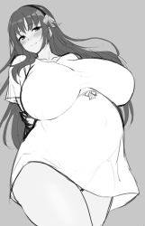 1girl absurdres arms_behind_back blush breasts highres huge_breasts long_hair looking_at_viewer ponchi_(menchi0925) pregnant smile solo tagme rating:Questionable score:103 user:aaa