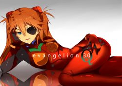 10s 1girl :p arm_support bad_id bad_pixiv_id blue_eyes bodysuit breasts copyright_name duct_tape evangelion:_3.0_you_can_(not)_redo eyepatch gloves gradient_background hair_between_eyes hair_ornament hand_on_own_hip hand_on_own_cheek hand_on_own_face head_rest karlwolf long_hair looking_at_viewer lying neon_genesis_evangelion on_side orange_hair pilot_suit plugsuit rebuild_of_evangelion reflection skinny small_breasts smile solo souryuu_asuka_langley test_plugsuit tongue tongue_out turtleneck two_side_up  rating:Sensitive score:22 user:danbooru