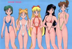  5girls absurdres aino_minako arms_behind_back bishoujo_senshi_sailor_moon black_hair blonde_hair blue_eyes blush bow brown_hair clenched_hand clenched_hands collarbone cover cover_page crotch_strap double_bun earrings female_focus flower_earrings green_eyes green_hair groin hair_bobbles hair_bow hair_bun hair_ornament hand_on_own_hip hand_up hands_on_own_hips hands_up highres hino_rei jewelry kino_makoto lineup long_hair looking_at_viewer mizuno_ami multiple_girls navel odango_hair ponytail red_bow short_hair simple_background slingshot_swimsuit smile standing stud_earrings swimsuit tagme toei_animation tsukino_usagi twintails  rating:Questionable score:59 user:booboo992