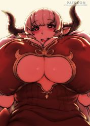 1girl alicia_(granblue_fantasy) backlighting bad_id bad_pixiv_id blunt_bangs blush breasts breasts_squeezed_together cleavage clothing_cutout covered_erect_nipples cross cross_earrings draph dress earrings elbow_gloves from_below gigantic_breasts gloves granblue_fantasy heart heart-shaped_pupils highres horns huge_breasts jewelry long_hair looking_at_viewer open_mouth pointy_ears randomboobguy red_dress red_eyes red_theme silver_hair smile solo symbol-shaped_pupils underboob underboob_cutout watermark web_address rating:Questionable score:67 user:JustHere4Butts