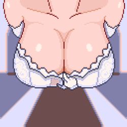 1girl animated animated_gif assisted_exposure bouncing_breasts bra breasts head_out_of_frame lace large_breasts lingerie lowres nipples pasties pixel_art raccoon_(potesara) underwear rating:Questionable score:120 user:cheezeit
