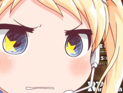  1girl angry blonde_hair blue_eyes close-up gunuaki gununu_(meme) meme parody rta-chan rta_in_japan solo unusual_pupils 