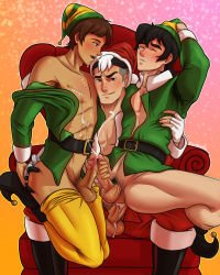 3boys anal armpit_hair black_hair bludwing blue_eyes brown_hair christmas closed_eyes cum cum_on_body erection frottage group_sex hairy_legs highres keith_(voltron) lance_(voltron) male_focus male_penetrated mmm_threesome multicolored_hair multiple_boys penis sex sitting smile straddling takashi_shirogane threesome voltron voltron:_legendary_defender voltron_(series) white_hair yaoi rating:Explicit score:29 user:harucho