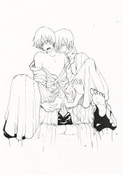  2boys anal ass ass_grab axis_powers_hetalia bare_shoulders biting blush highres japan_(hetalia) japanese_clothes kimono male_focus male_penetrated monochrome multiple_boys open_mouth penis russia_(hetalia) sex short_hair sitting sitting_on_person spread_legs uniform yaoi  rating:Explicit score:11 user:CopperMika