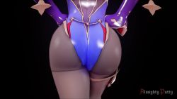  1girl 3d almightypatty animated artist_name ass ass_focus ass_shake from_behind genshin_impact gloves hair_ornament hands_on_own_hips head_out_of_frame highres huge_ass jiggle leotard long_hair mona_(genshin_impact) pantyhose shiny_clothes solo thighlet twintails very_long_hair video walking  rating:Questionable score:470 user:armorcrystal